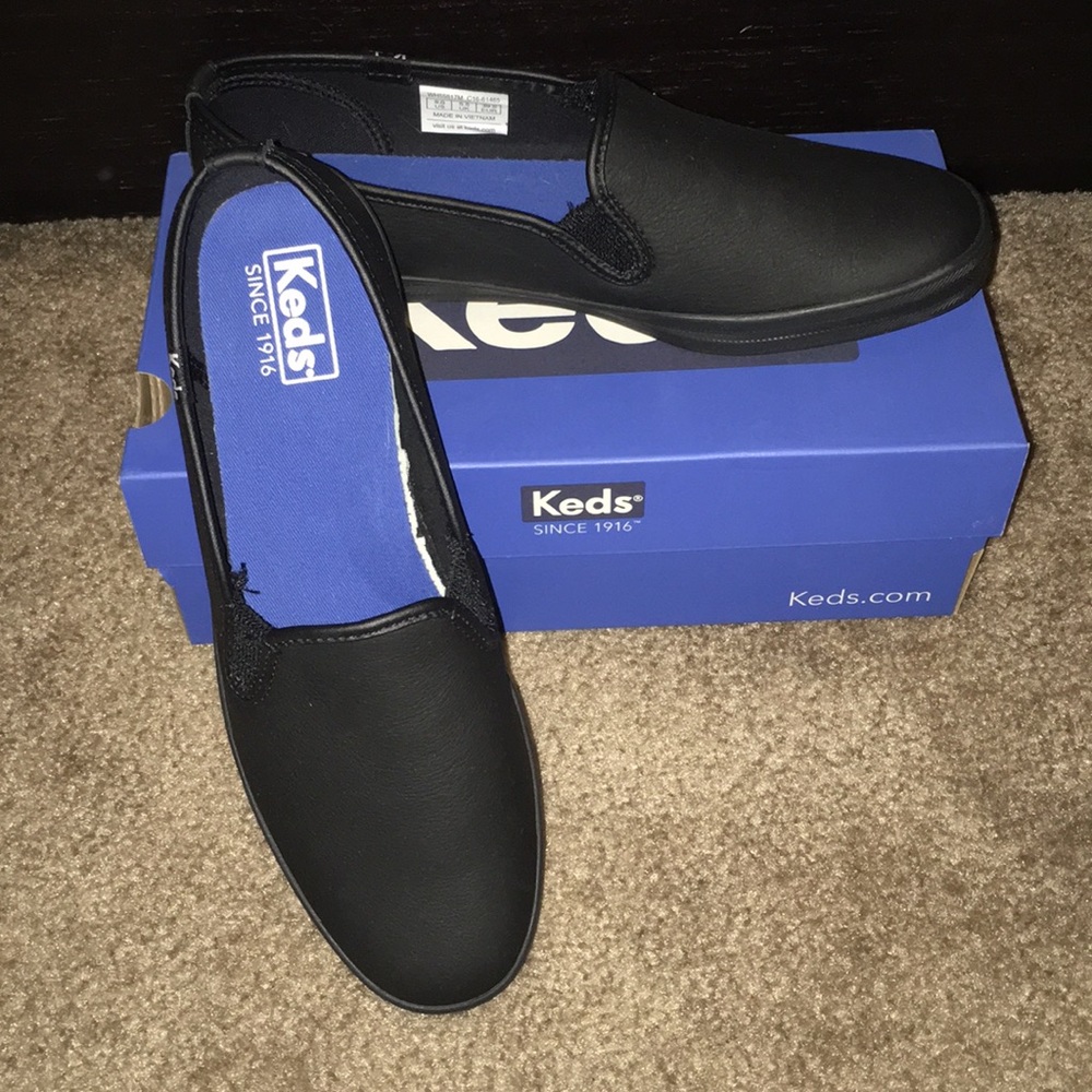 Black leather slip in Keds sneakers