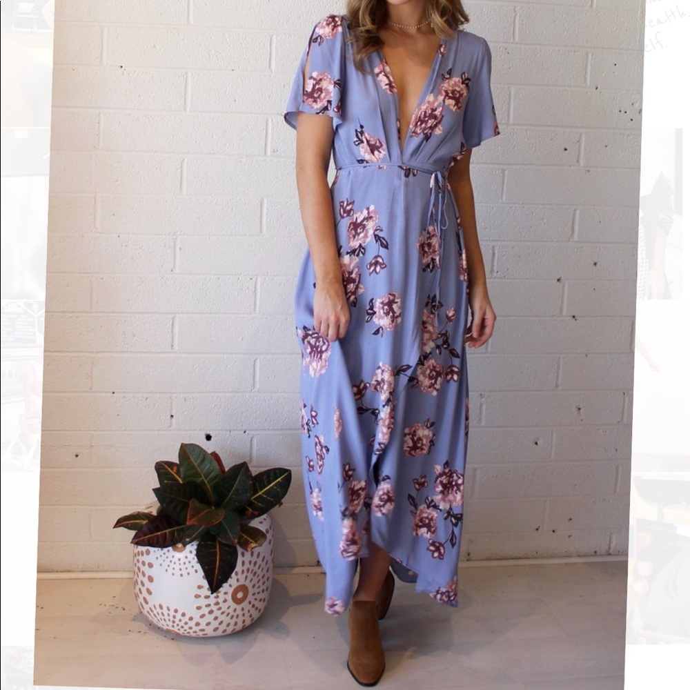 Purple Floral ASTR Selma Dress