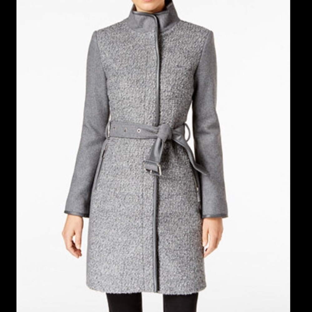 NEW! Worn once. Vince Camuto Gray Bouclé Coat