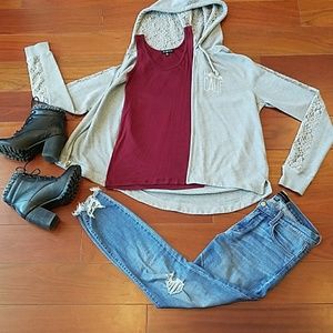 Gray Hollister Zip-Up Jacket
