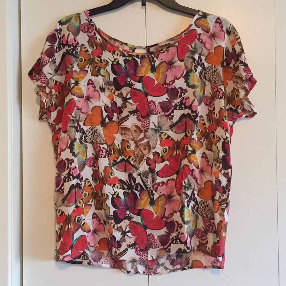 Multi colored butterfly top