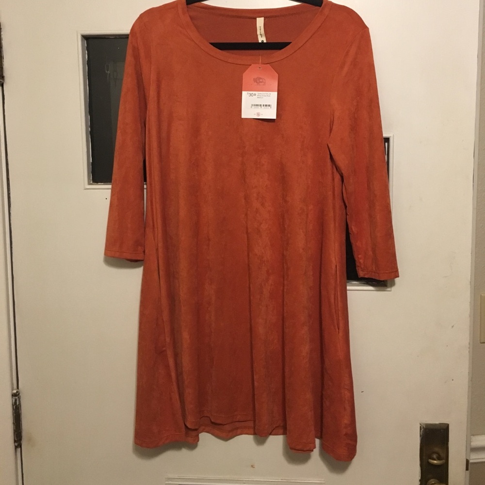 Long sleeve suede dress