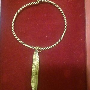 Gold Large Feather Bangle bracelet