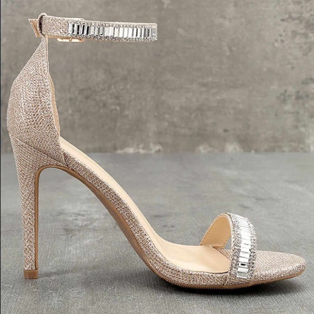 NWOB Rose Gold Ankle Strap Heels