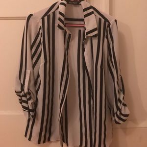White + black striped blouse