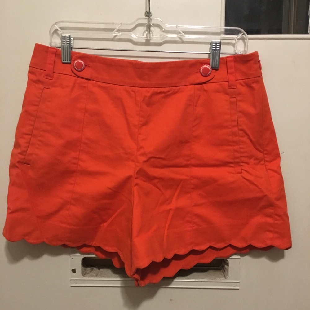 Anthropology Orange Scalloped shorts