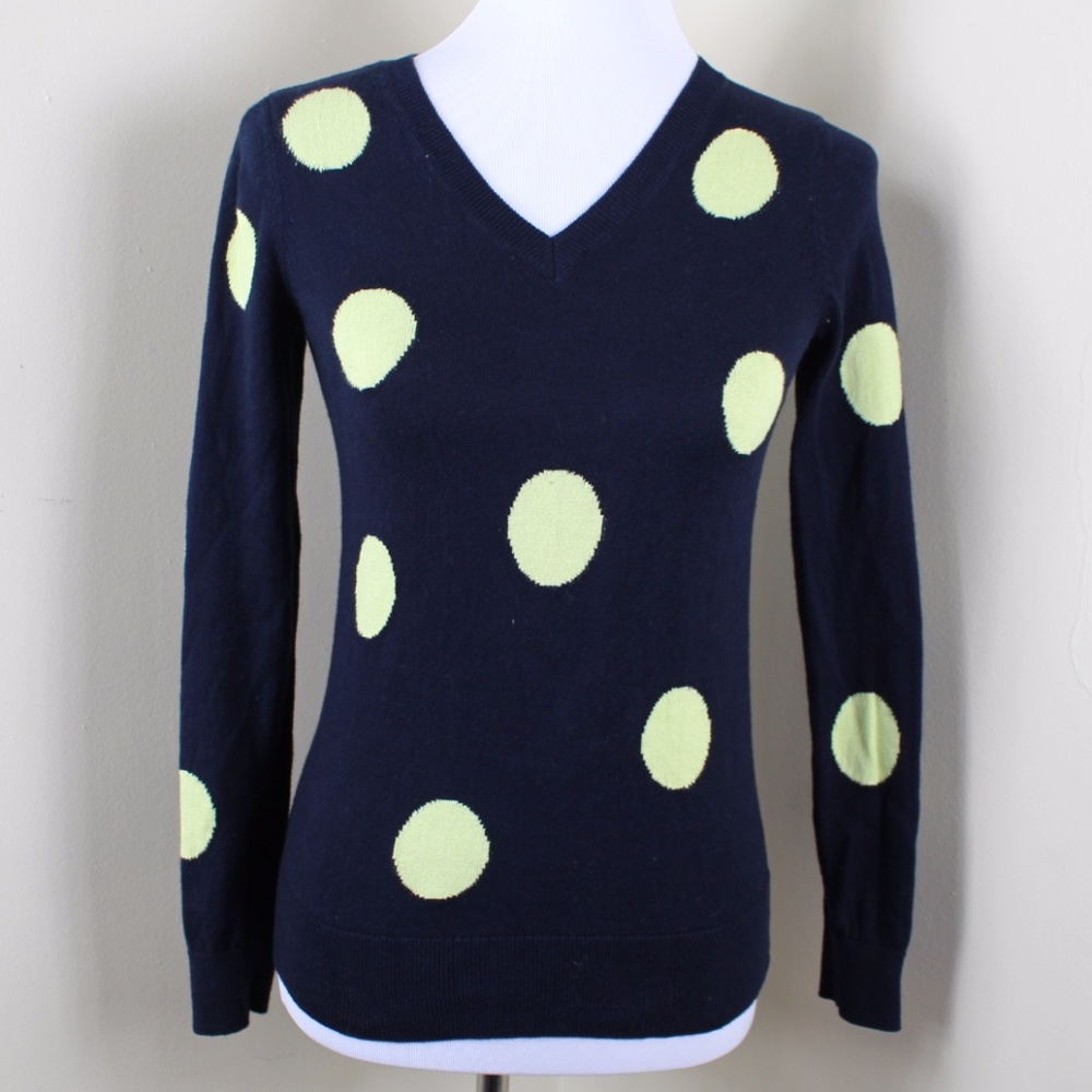 Ann Taylor LOFT Blue Green Polka Dot Sweater XSP