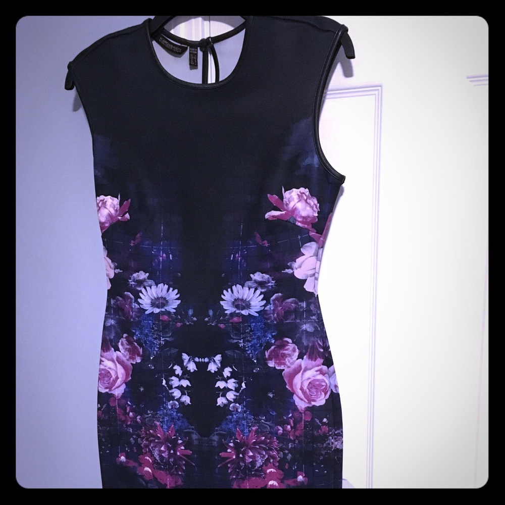 Leather trim knee length kardashian dress