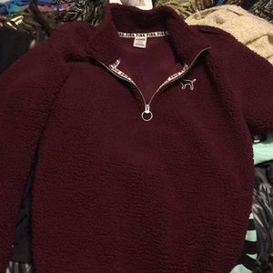 VS pink Sherpa half zip