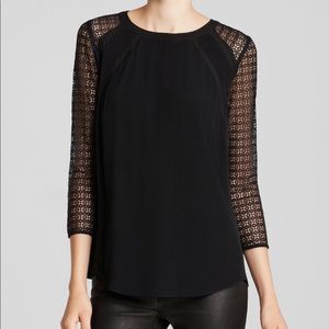 Rebecca Taylor Crepe Lace Shirt