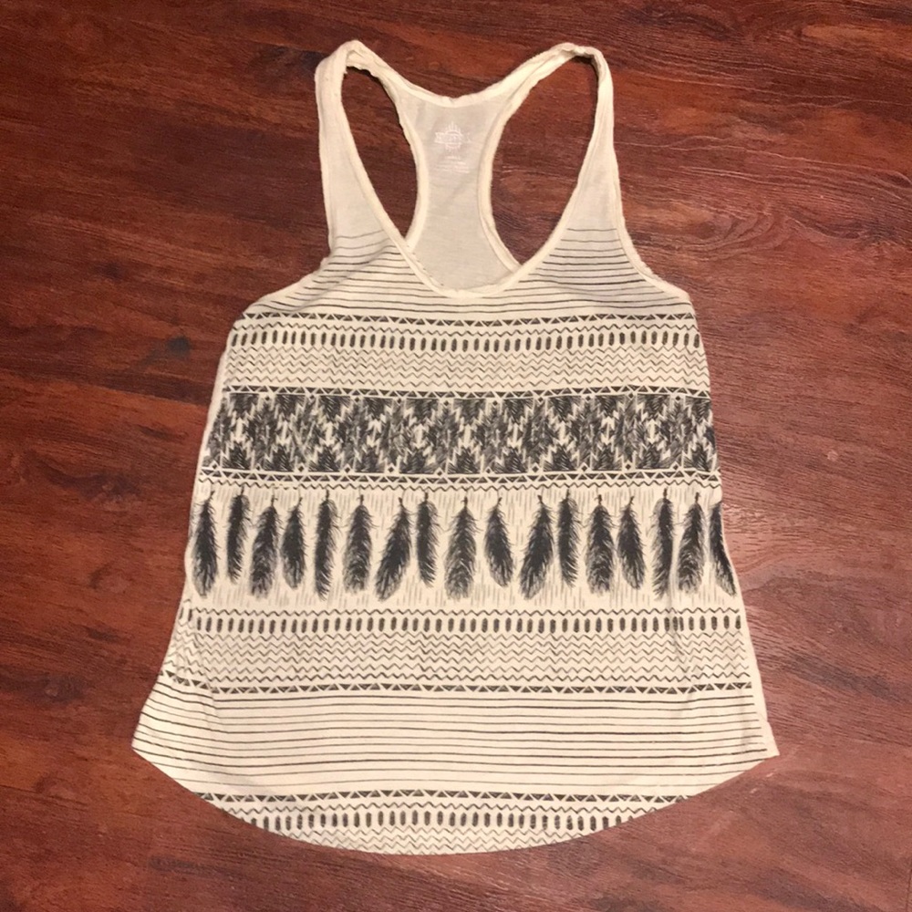 Empyre Cream and Black Tribal Print Tank Top