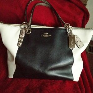 Coach Ava colorblock snake trim purse