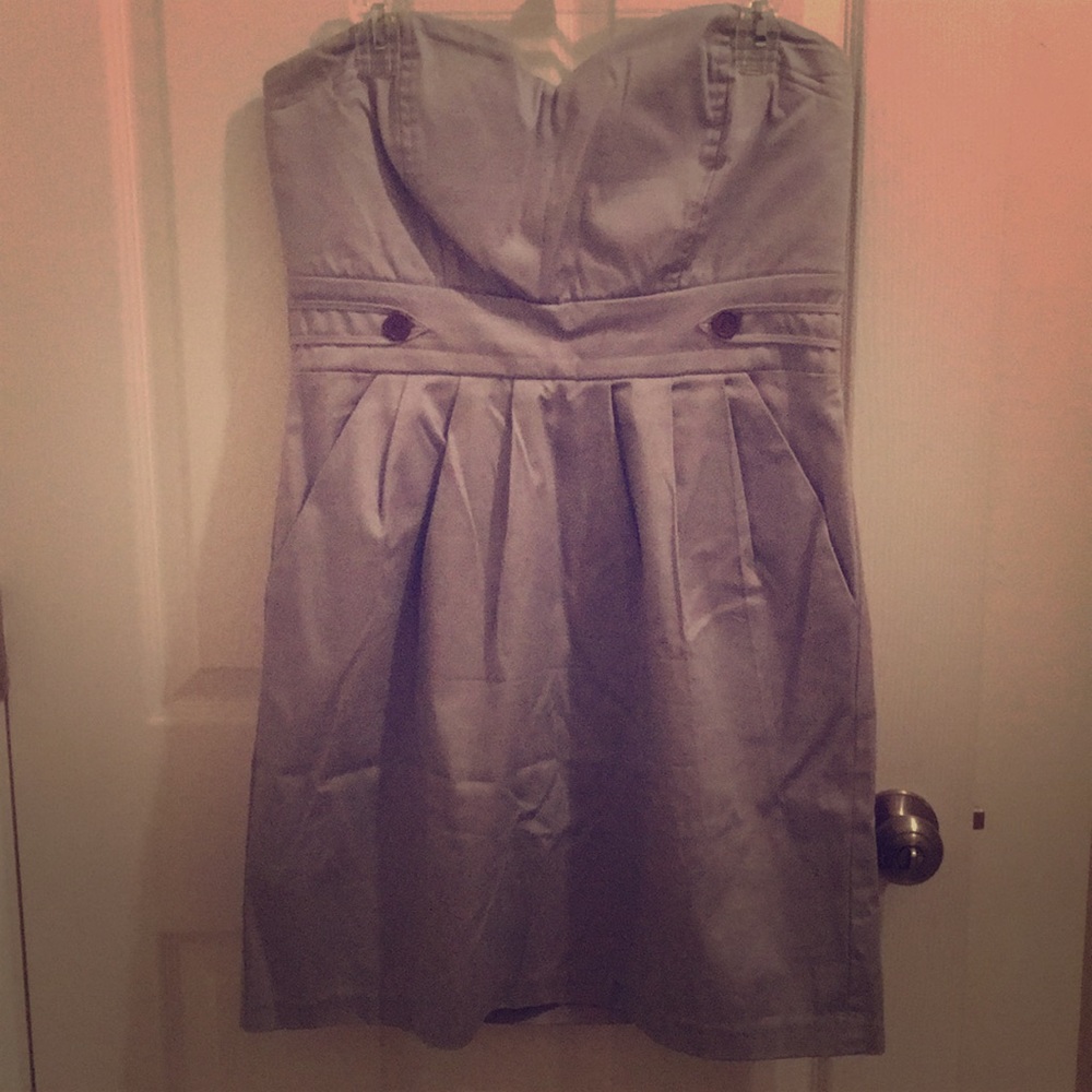 Light Grey Strapless Dress EUC