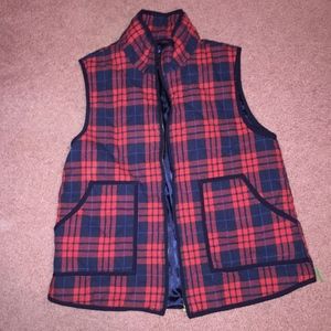 Navy and Red Plaid Vest