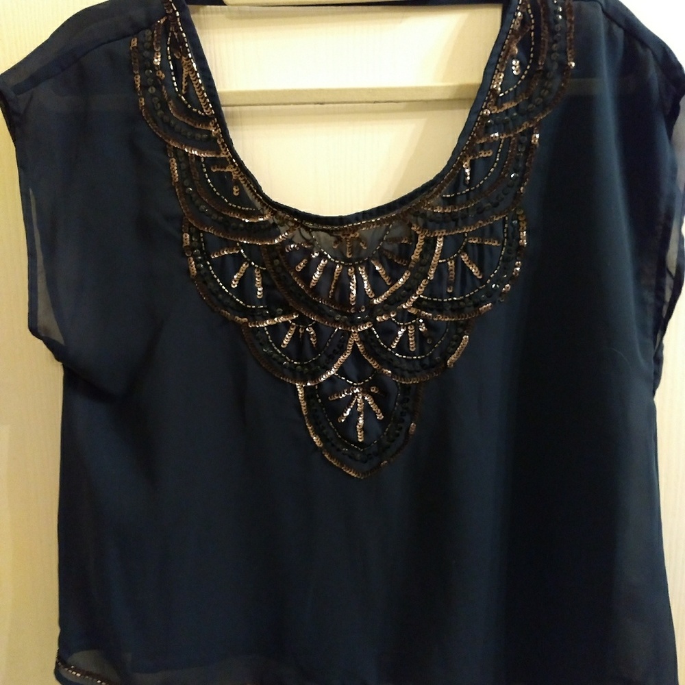 Sequin Trimmed Blouse