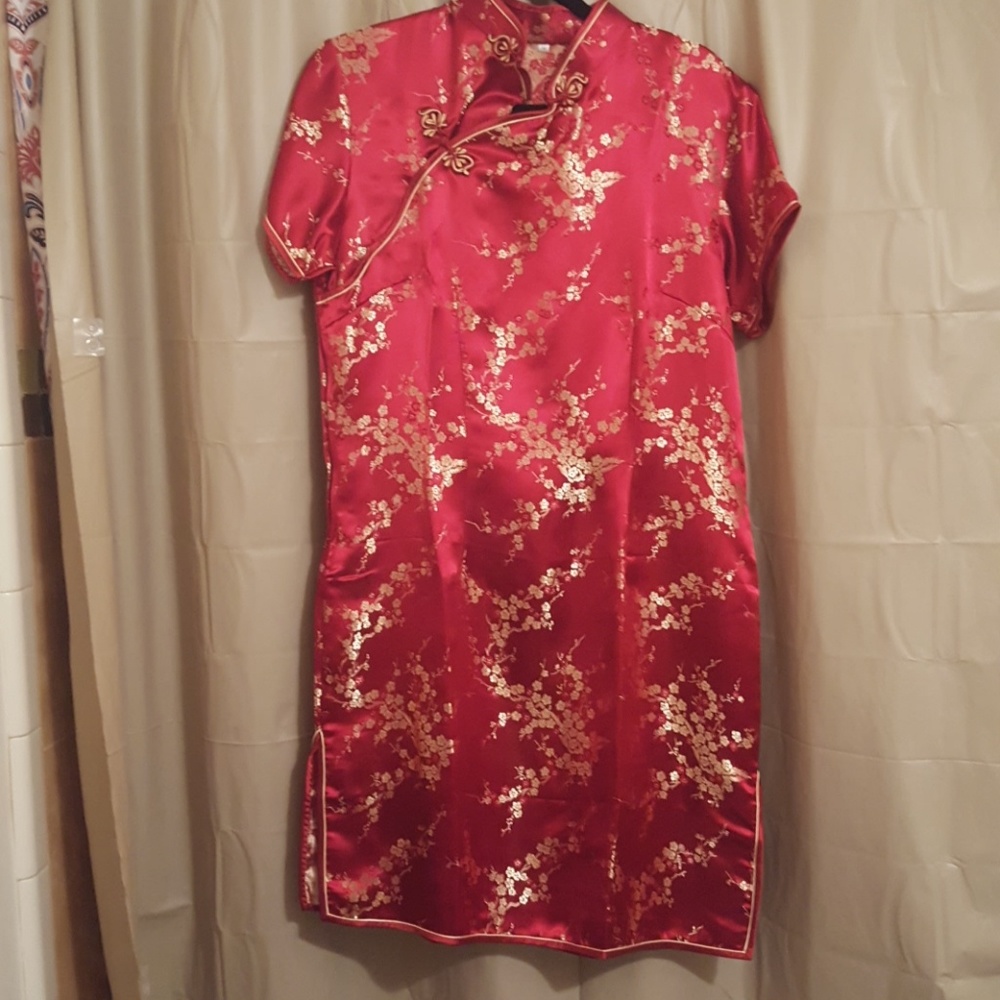 Red &  Gold Kimono Dress Size M