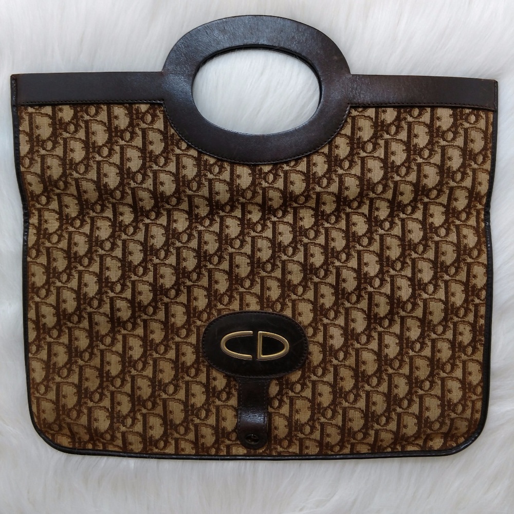 SOLD Authentic Vintage Dior Trotter Clutch Tote - Picture 2 of 8