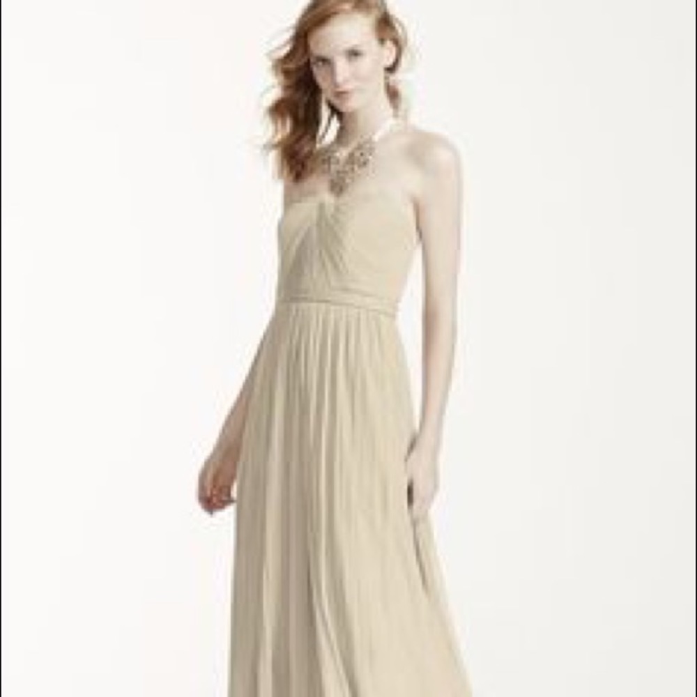 Vera Wang Versa convertible mesh dress Champagne