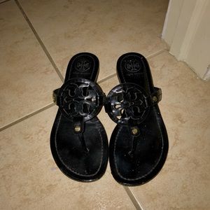 Black Tory Burch Patent Leather Sandals (Size 7.5)