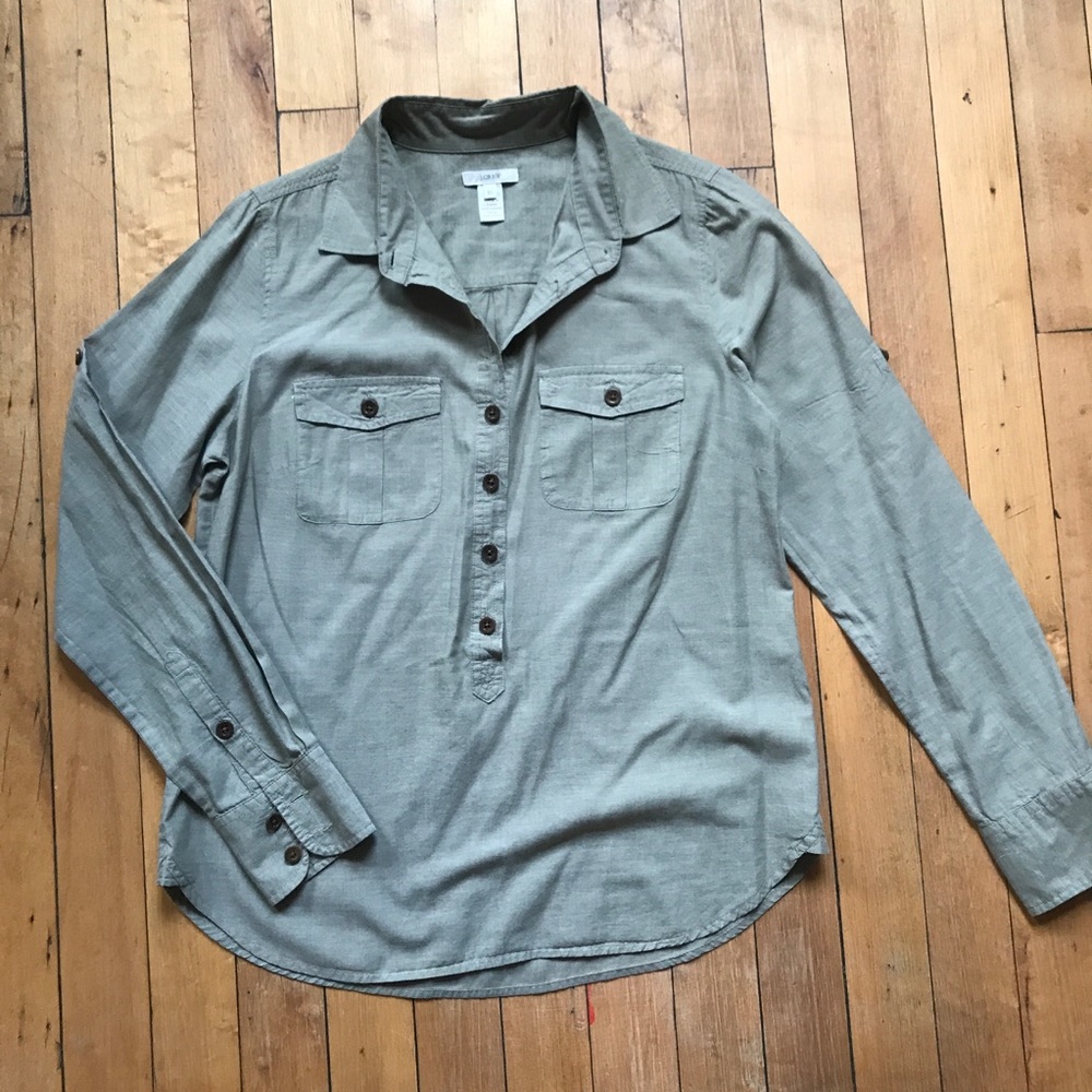 J. Crew green popover shirt size XS