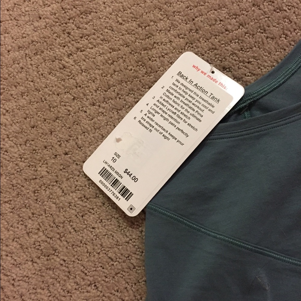 Lululemon Teal Tank Size 10 - Picture 1 of 4
