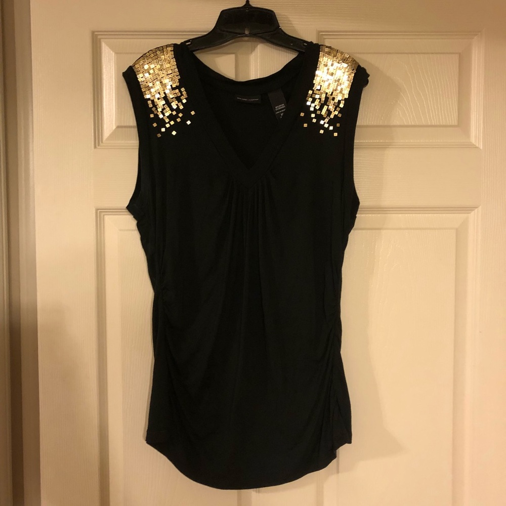 Black top with gold sequin detail