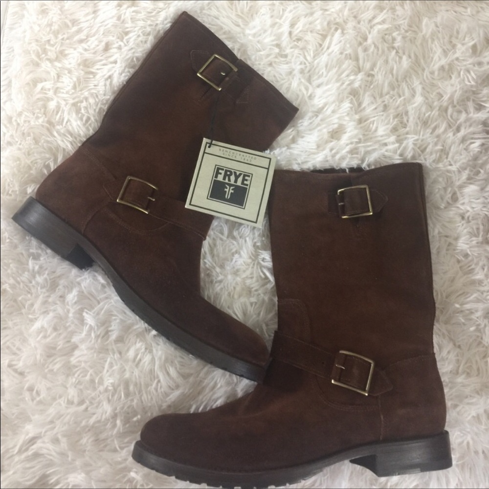 Frye Natalie Mid Suede Engineer Boots Size 11.5 - Picture 1 of 7