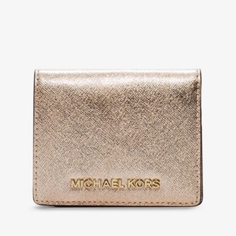 SOLD!Jet Set Metallic Saffiano Leather Card Holder