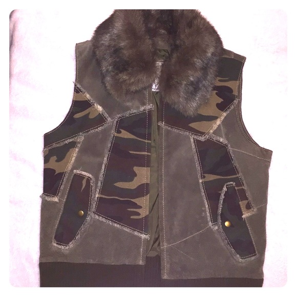 Army Green leather vest - Picture 1 of 3