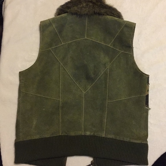 Army Green leather vest - Picture 3 of 3