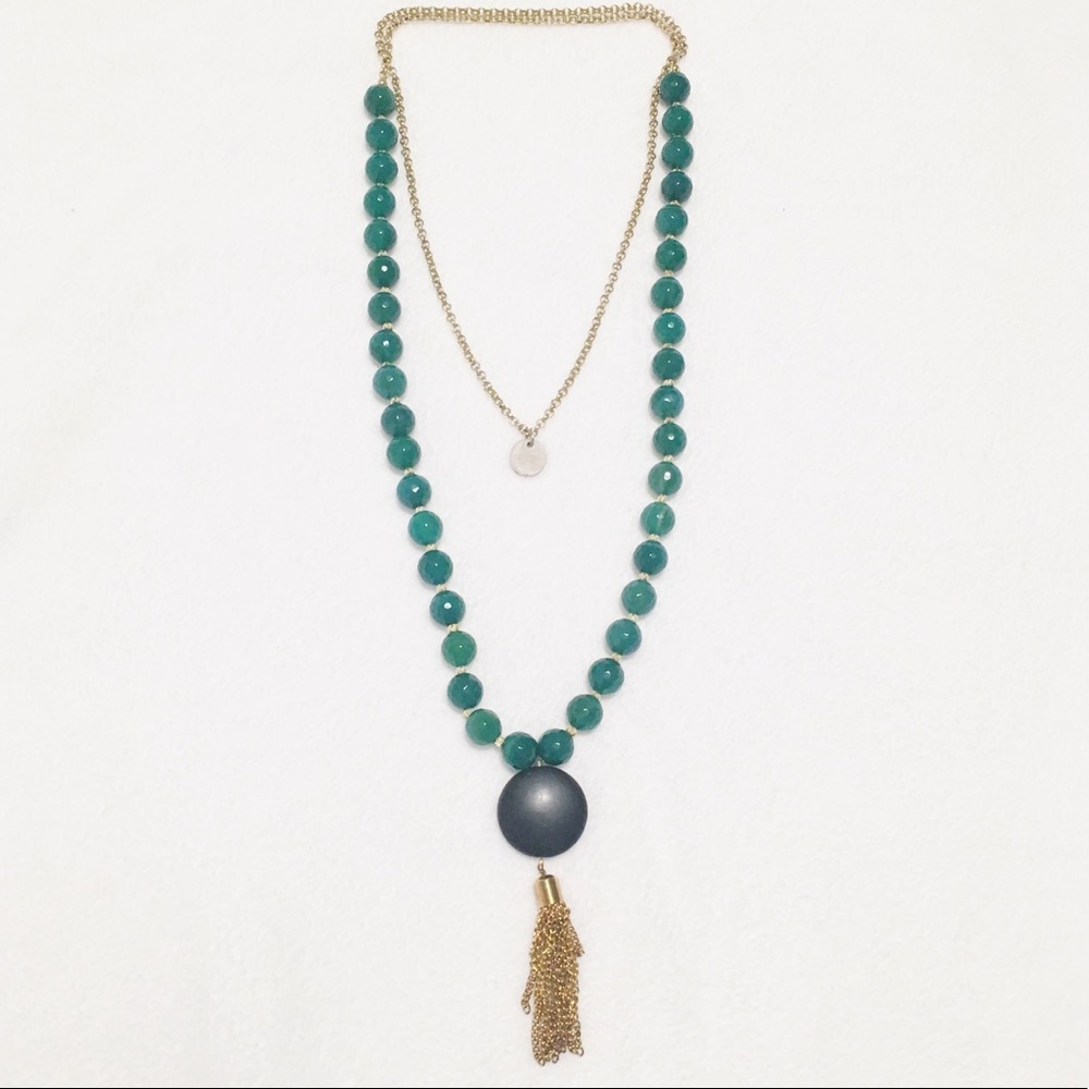 Designer Beaded Necklace with Tassel Pendant