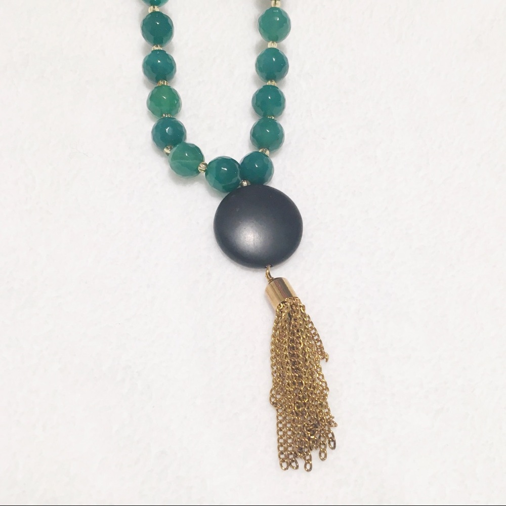 Designer Beaded Necklace with Tassel Pendant - Picture 2 of 3