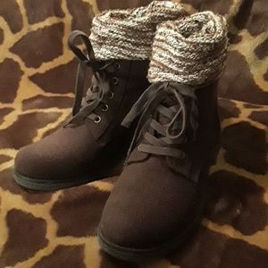 Chocolate Brown faux suede booties