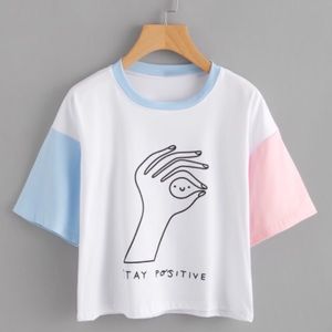 Contrast Sleeve Hand Print Tee