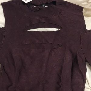Burgundy long sleeve shirt with slits