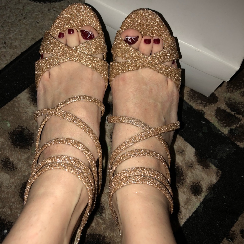 ALDO rose gold glitter heels size 38