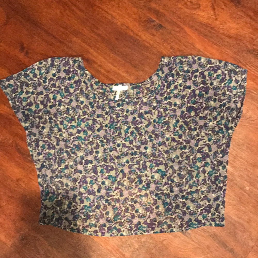 Kirra Floral Print Oversized Open Back Crop Top
