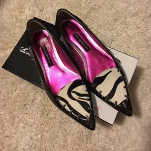 Beverly Feldman Zebra Pointed Toe Flats