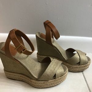 Tory Burch Gold Wedges