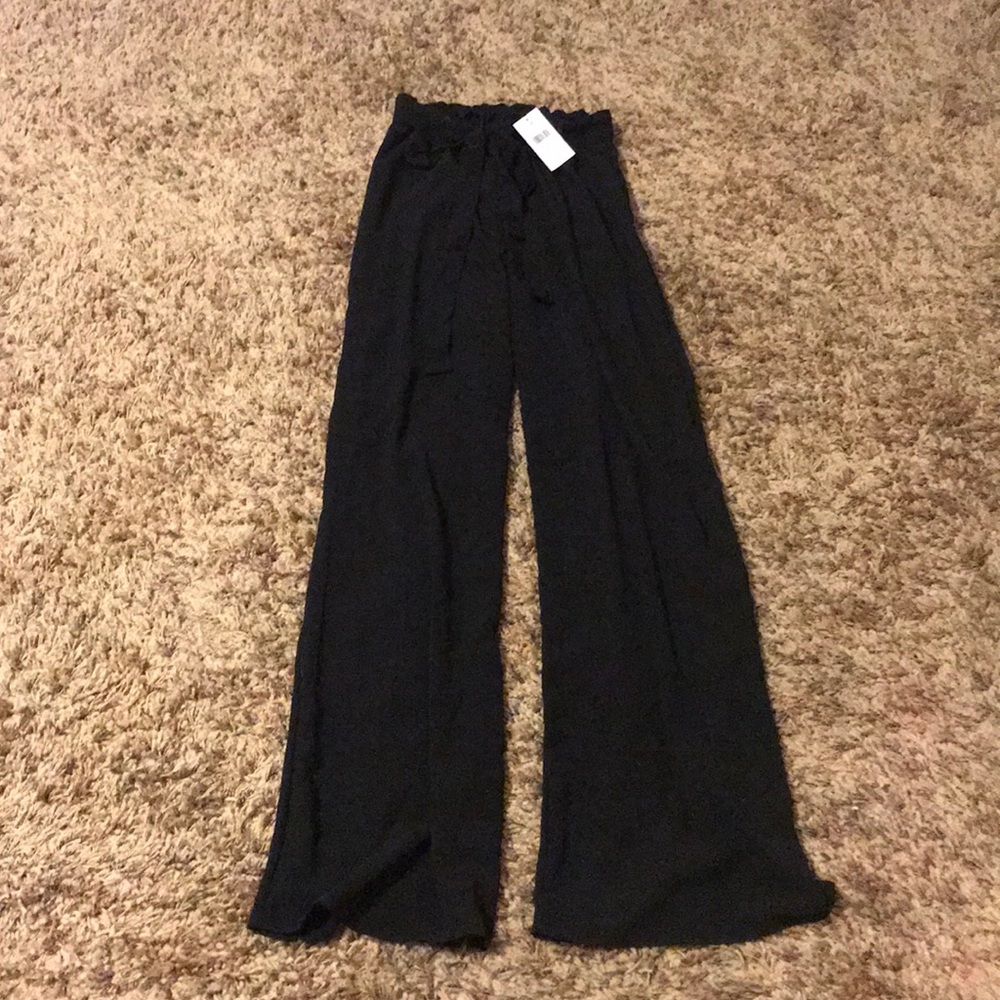 Black chiffon pants with a stretchy waist band