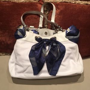 White Italian leather purse.