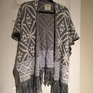 Cotton Abercrombie fringed poncho
