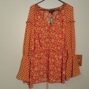 Peasant style sheer blouse