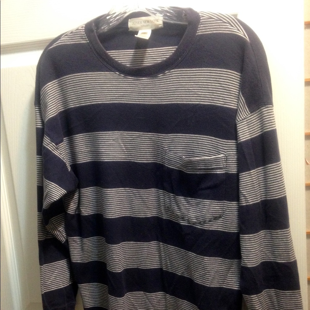 Long sleeve navy/cream striped t-shirt is Jones NY