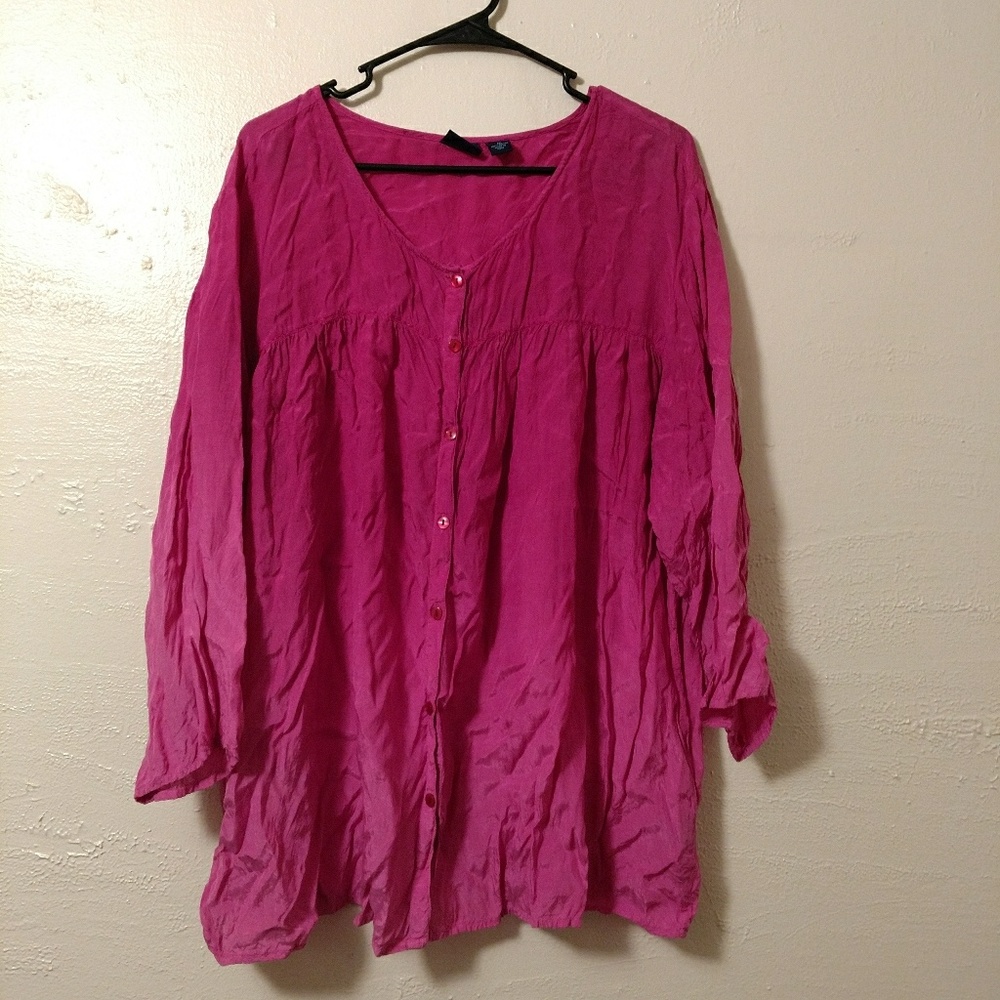 Plus size pink ombre blouse.