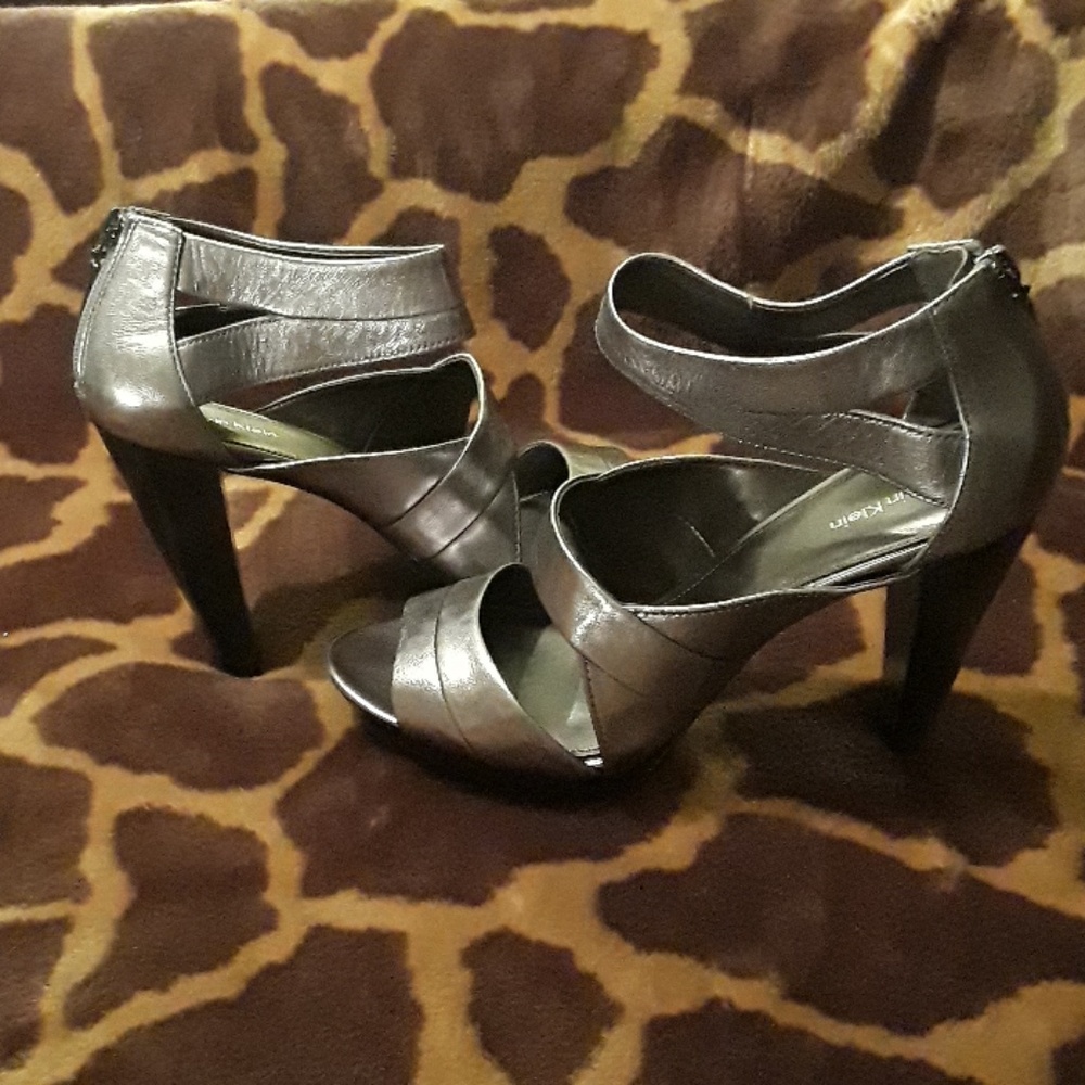 Calvin Klein gunmetal platform sandals