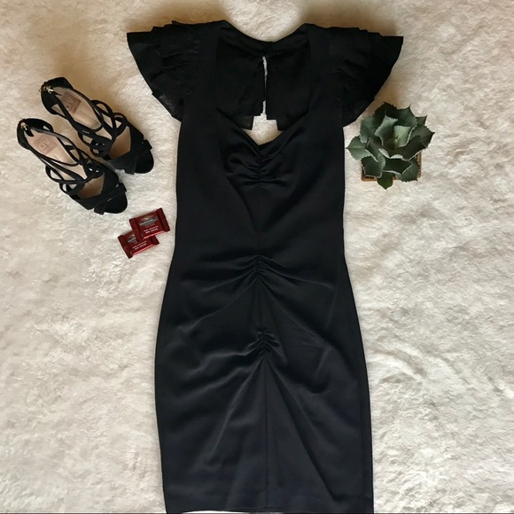 Nicole Miller // backless ruffle silk LBD dress - Picture 2 of 5