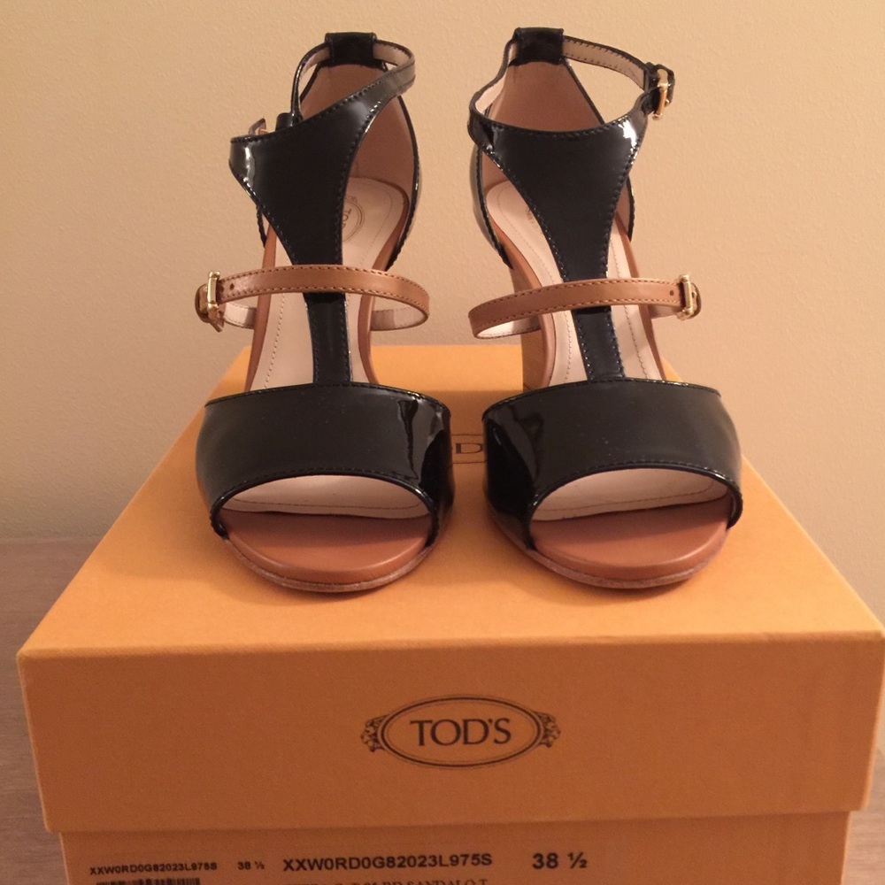 Tod’s Wedge heel Sandals “Zeppa” - Black Patent