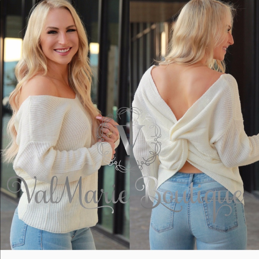 🔥FINAL PRICE🔥Ivory Knot Back Sweater - Picture 3 of 3