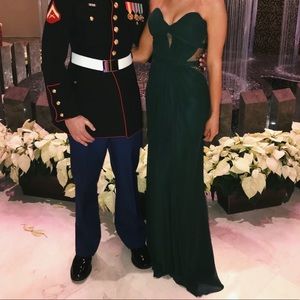 La femme forest emerald green prom evening gown